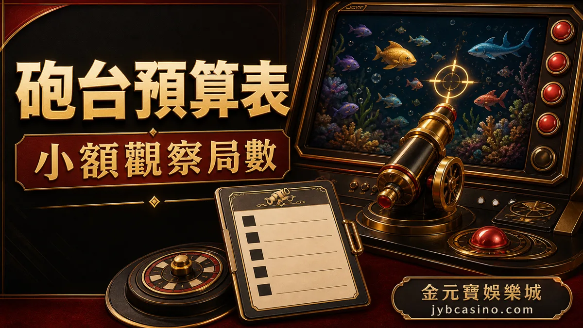 TU娛樂城捕魚機砲台預算表視覺，呈現小額觀察、砲台切換與停手紀錄